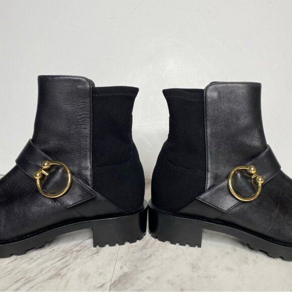 Stuart Weitzman Luxering Black Leather Bootie 7B - Picture 8 of 14